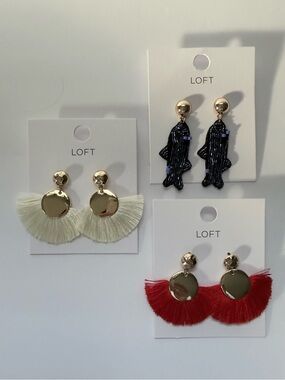NWT LOFT BUNDLE - Earrings Lot of 3 Tassel Fringe Statement Earrings